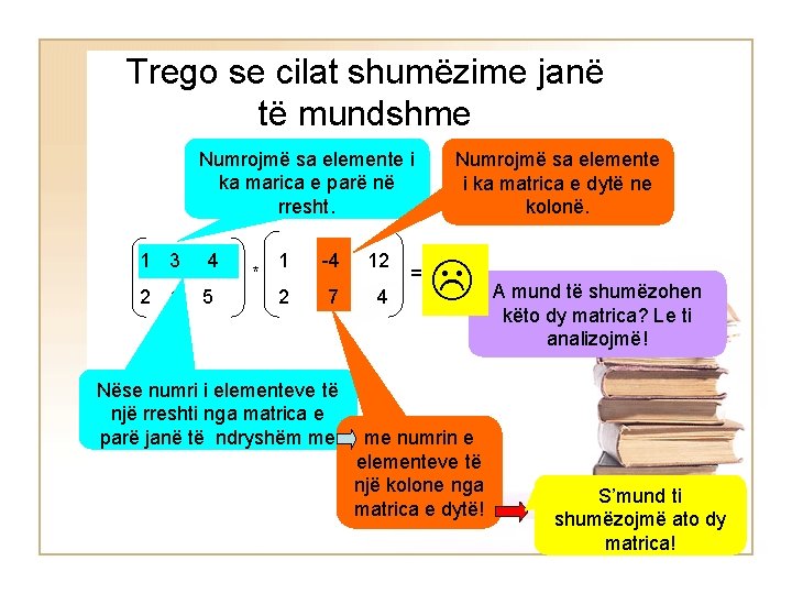 Trego se cilat shumëzime janë të mundshme Numrojmë sa elemente i ka marica e