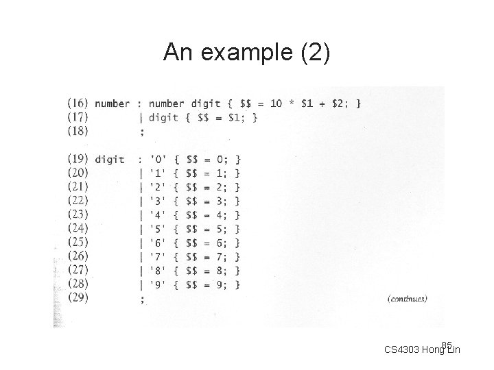An example (2) CS 4303 Hong 85 Lin 