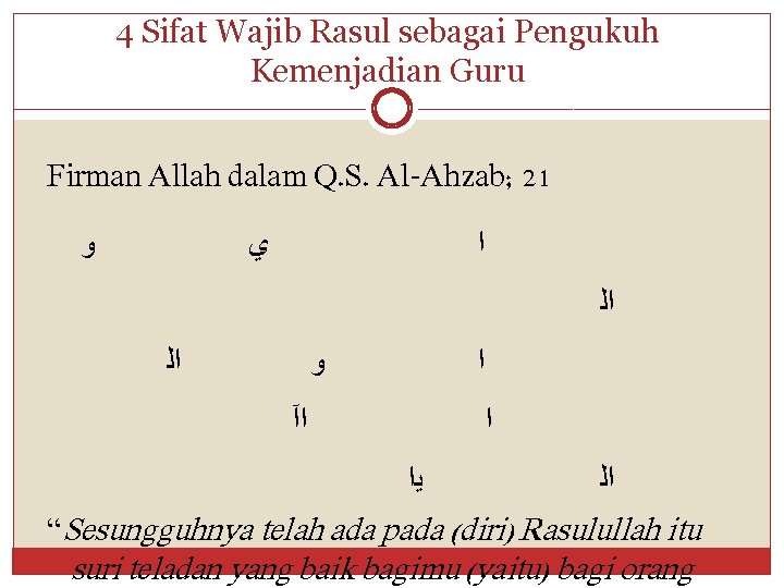 4 Sifat Wajib Rasul sebagai Pengukuh Kemenjadian Guru Firman Allah dalam Q. S. Al-Ahzab;