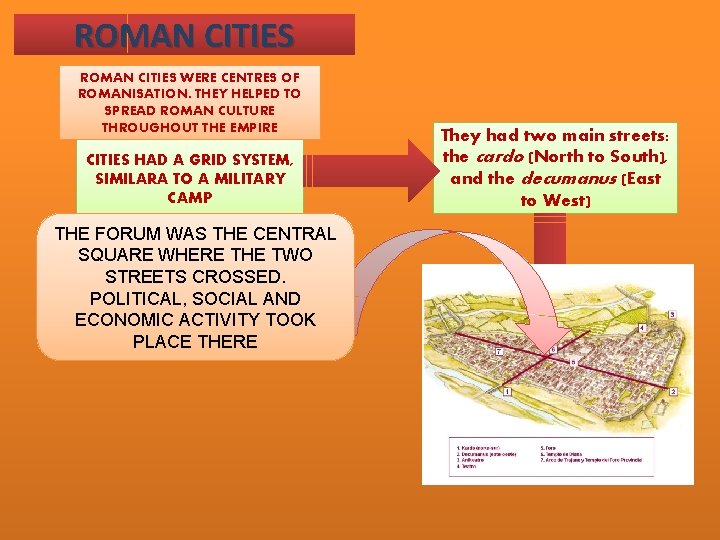 ROMAN CITIES WERE CENTRES OF ROMANISATION. THEY HELPED TO SPREAD ROMAN CULTURE THROUGHOUT THE