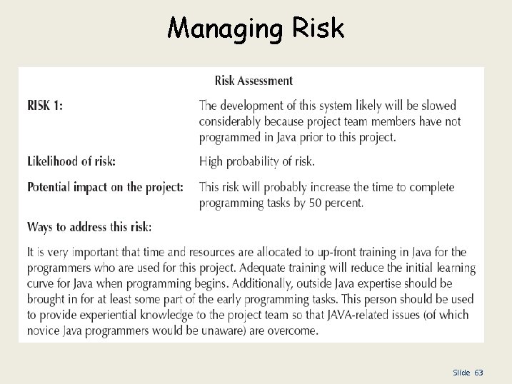 Managing Risk Slide 63 