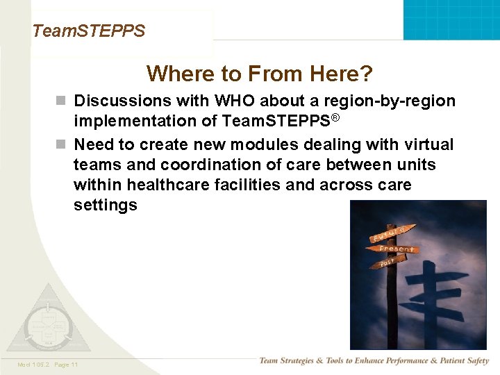 Team. STEPPS Where to From Here? n Discussions with WHO about a region-by-region implementation