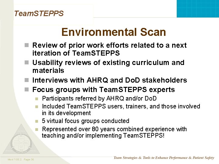 Team. STEPPS Environmental Scan n Review of prior work efforts related to a next