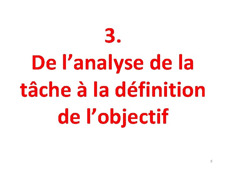 3. De l’analyse de la tâche à la définition de l’objectif 8 