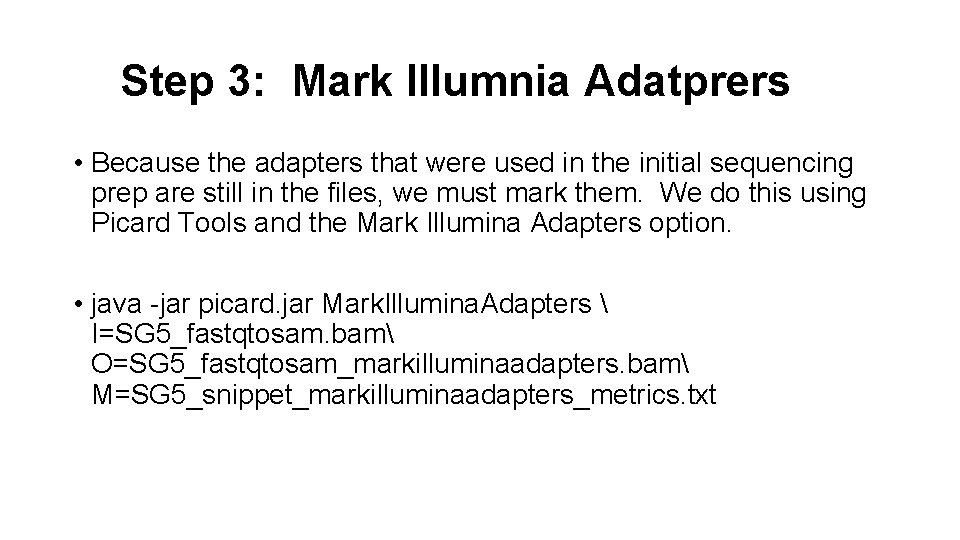 Step 3: Mark Illumnia Adatprers • Because the adapters that were used in the