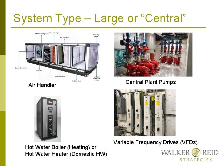 System Type – Large or “Central” Air Handler Hot Water Boiler (Heating) or Hot