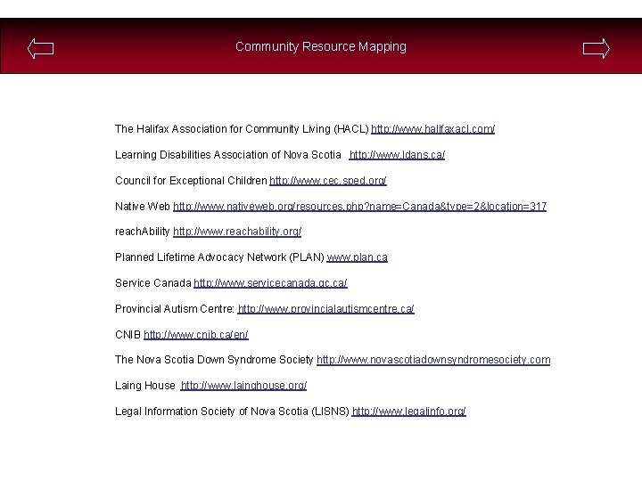 Community Resource Mapping The Halifax Association for Community Living (HACL) http: //www. halifaxacl. com/