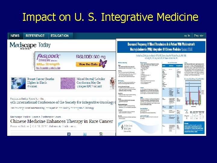 Impact on U. S. Integrative Medicine 