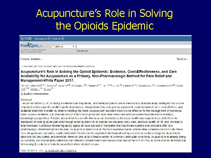 Acupuncture’s Role in Solving the Opioids Epidemic 