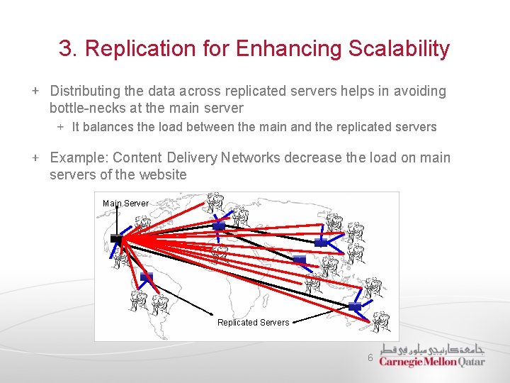 3. Replication for Enhancing Scalability Distributing the data across replicated servers helps in avoiding