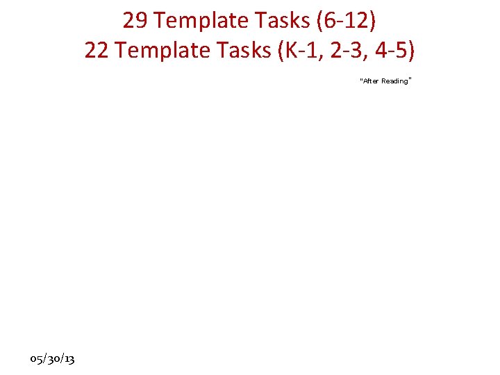 29 Template Tasks (6 -12) 22 Template Tasks (K-1, 2 -3, 4 -5) “After