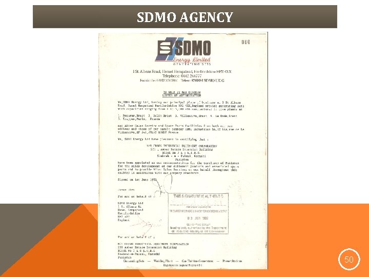 SDMO AGENCY 50 