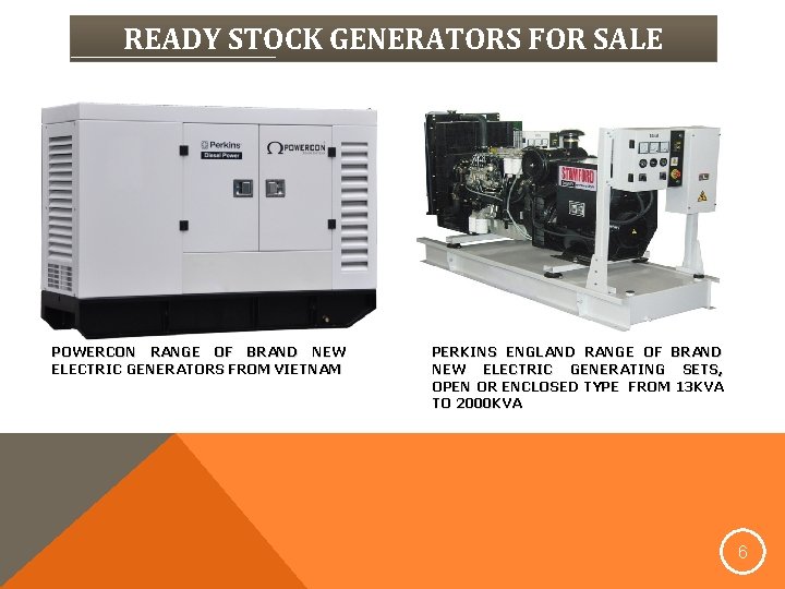 READY STOCK GENERATORS FOR SALE POWERCON RANGE OF BRAND NEW ELECTRIC GENERATORS FROM VIETNAM