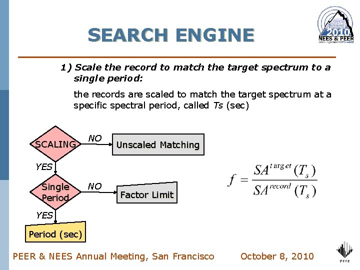 SEARCH ENGINE 1) Scale the record to match the target spectrum to a single