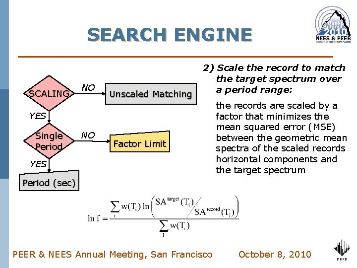 SEARCH ENGINE SCALING NO Unscaled Matching 2) Scale the record to match the target