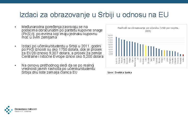 Izdaci za obrazovanje u Srbiji u odnosu na EU • Međunarodna poređenja zasnivaju se