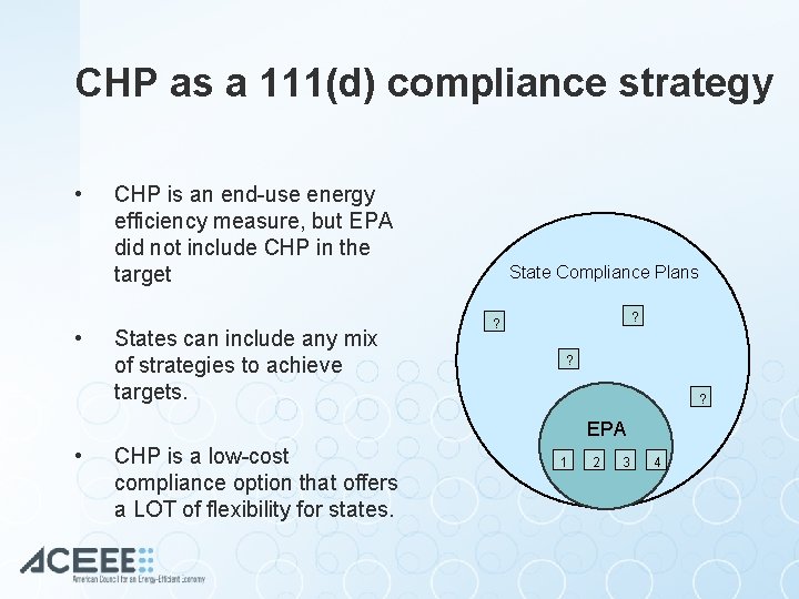 CHP as a 111(d) compliance strategy • • CHP is an end-use energy efficiency