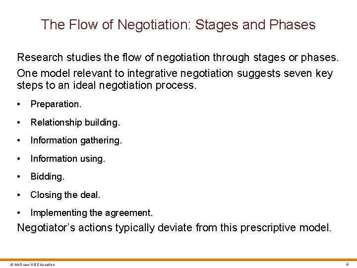 The Flow of Negotiation: Stages and Phases Research studies the flow of negotiation through