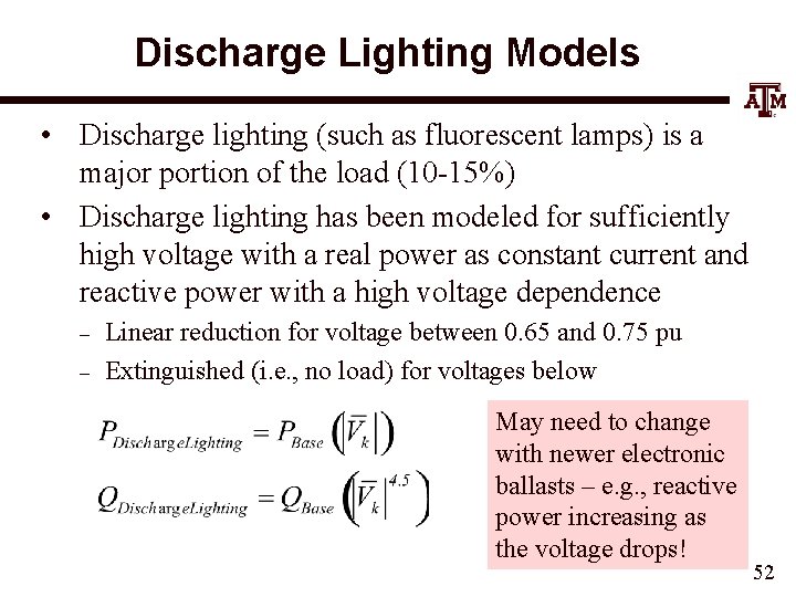 Discharge Lighting Models • Discharge lighting (such as fluorescent lamps) is a major portion