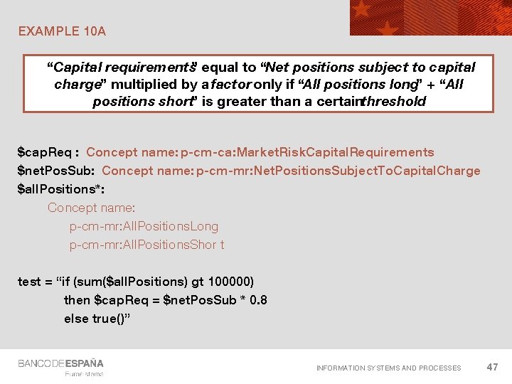 EXAMPLE 10 A “Capital requirements” equal to “Net positions subject to capital charge” multiplied