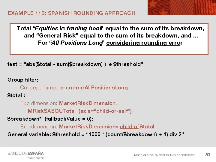 EXAMPLE 11 B: SPANISH ROUNDING APPROACH Total “Equities in trading book” equal to the