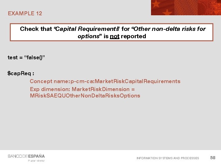 EXAMPLE 12 Check that “Capital Requirements” for “Other non-delta risks for options” is not