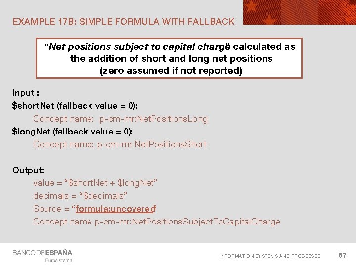 EXAMPLE 17 B: SIMPLE FORMULA WITH FALLBACK “Net positions subject to capital charge ”