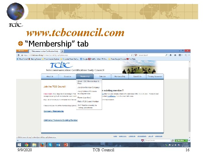 www. tcbcouncil. com “Membership” tab 9/9/2020 TCB Council 16 