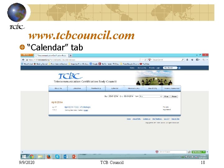 www. tcbcouncil. com “Calendar” tab 9/9/2020 TCB Council 18 