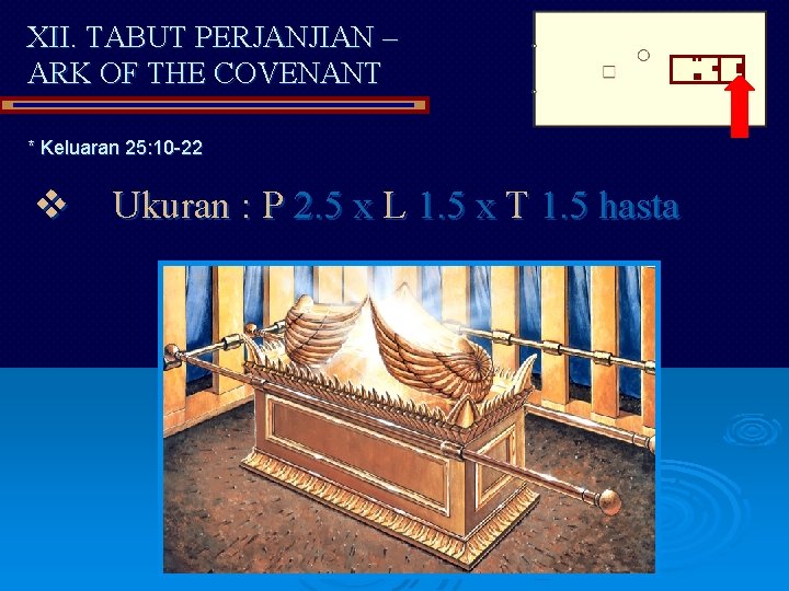 XII. TABUT PERJANJIAN – ARK OF THE COVENANT * Keluaran 25: 10 -22 v