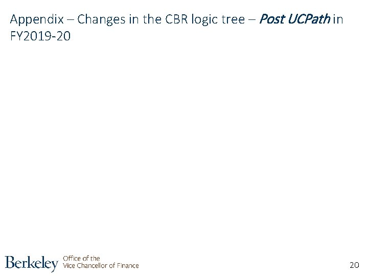 Appendix – Changes in the CBR logic tree – Post UCPath in FY 2019