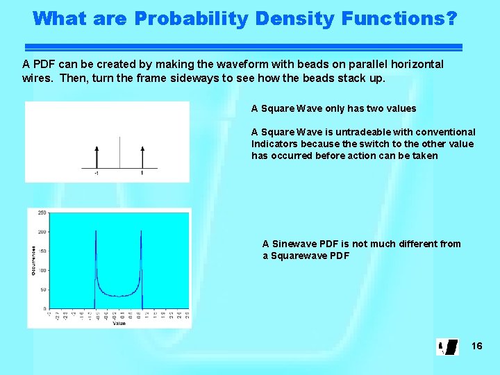 What are Probability Density Functions? A PDF can be created by making the waveform