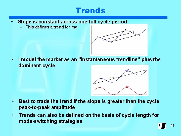 Trends • Slope is constant across one full cycle period – This defines a