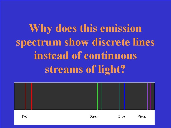 Why does this emission spectrum show discrete lines instead of continuous streams of light?