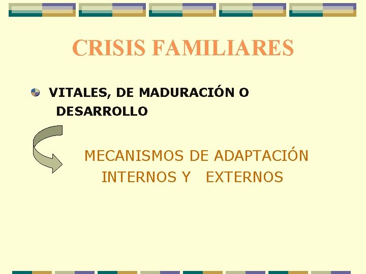 CRISIS FAMILIARES VITALES, DE MADURACIÓN O DESARROLLO MECANISMOS DE ADAPTACIÓN INTERNOS Y EXTERNOS 