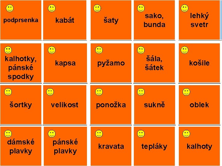 dress šaty sako, jacket bunda jumper, lehký sweater svetr pocket kapsa pyjamas pyžamo šála,