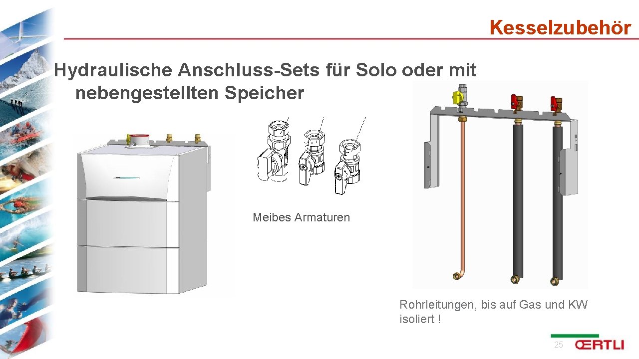 Kesselzubehör Hydraulische Anschluss-Sets für Solo oder mit nebengestellten Speicher Meibes Armaturen Rohrleitungen, bis auf