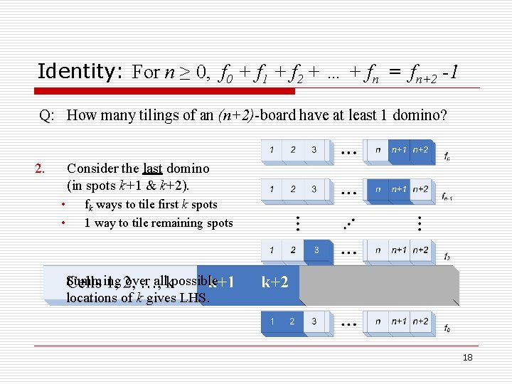 Identity: For n ≥ 0, f 0 + f 1 + f 2 +