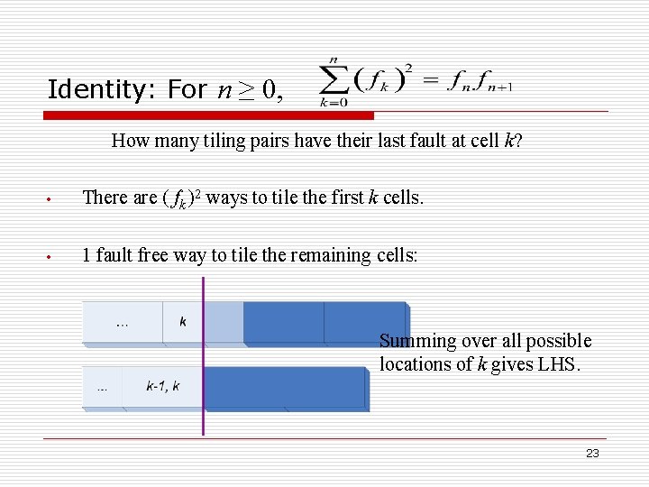 Identity: For n ≥ 0, How many tiling pairs have their last fault at