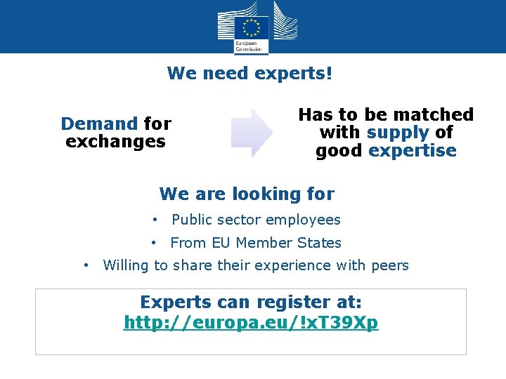 We need experts! Demand for exchanges Has to be matched with supply of good