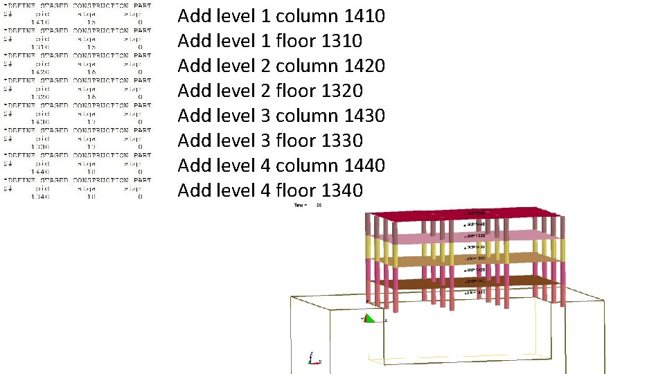 Add level 1 column 1410 Add level 1 floor 1310 Add level 2 column