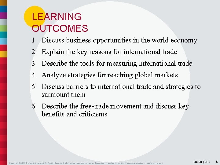 LEARNING OUTCOMES 1 Discuss business opportunities in the world economy 2 Explain the key