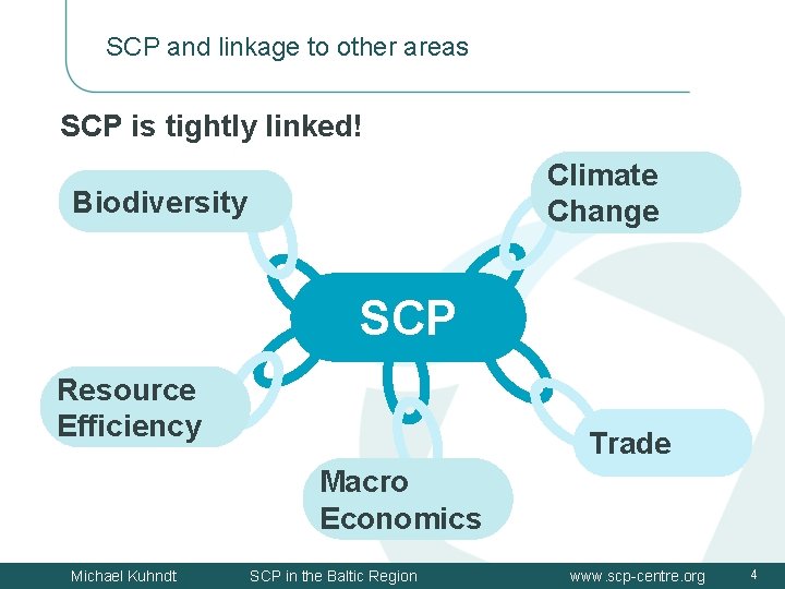 SCP and linkage to other areas SCP is tightly linked! Climate Change Biodiversity SCP