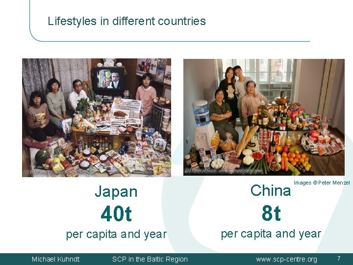 Lifestyles in different countries Images © Peter Menzel Japan China 40 t 8 t