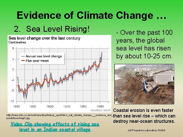 Evidence of Climate Change … 2. Sea Level Rising! - Over the past 100