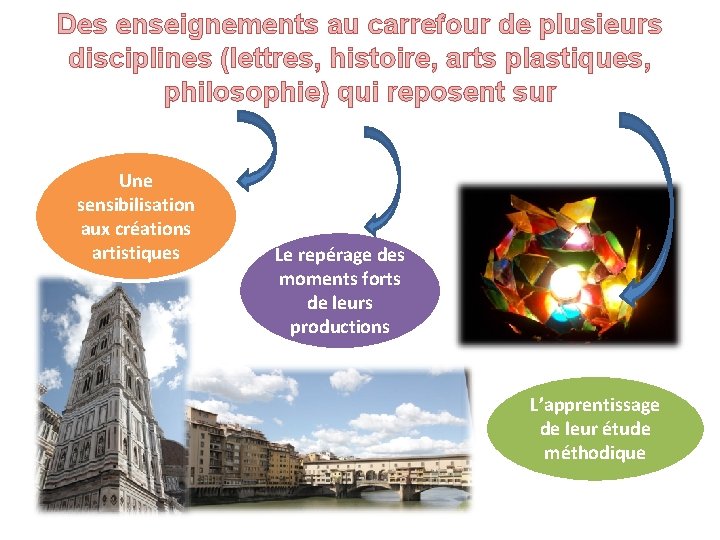 Des enseignements au carrefour de plusieurs disciplines (lettres, histoire, arts plastiques, philosophie) qui reposent