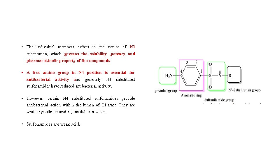  • The individual members differs in the nature of N 1 substitution, which