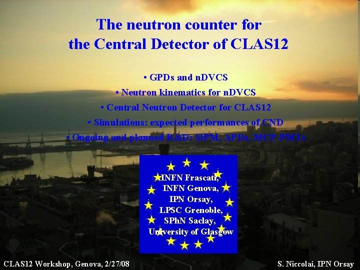 The neutron counter for the Central Detector of CLAS 12 • GPDs and n.