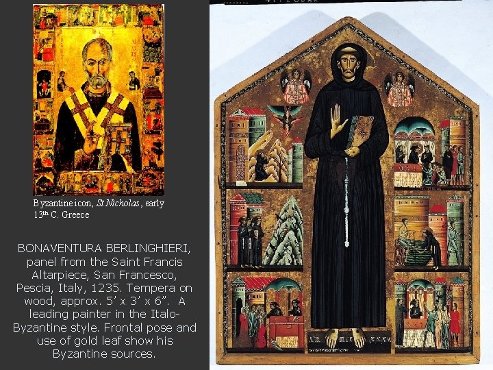 Byzantine icon, St Nicholas, early 13 th C. Greece BONAVENTURA BERLINGHIERI, panel from the