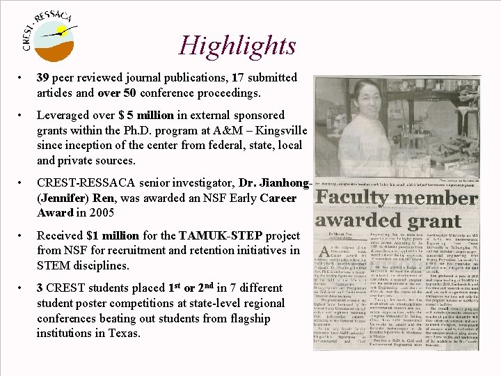 Highlights • 39 peer reviewed journal publications, 17 submitted articles and over 50 conference